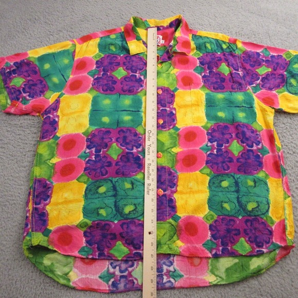 Vintage‎ Jams World Mens Hawaiian Shirt size XL Floral Patchwork Tropical - Picture 2 of 8